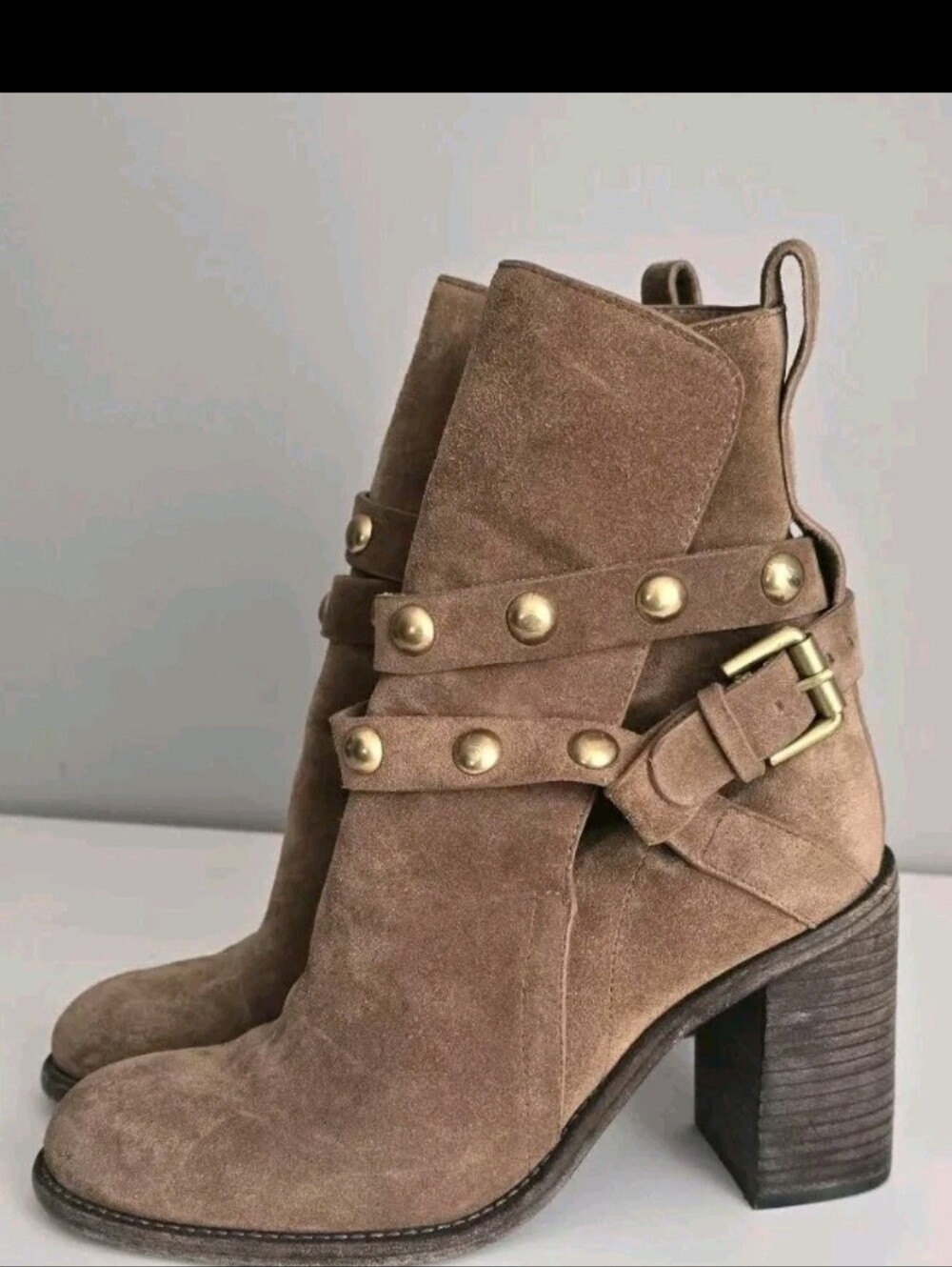 SEE by Chloe Tan Suede Moto Boots Size 36.6/6